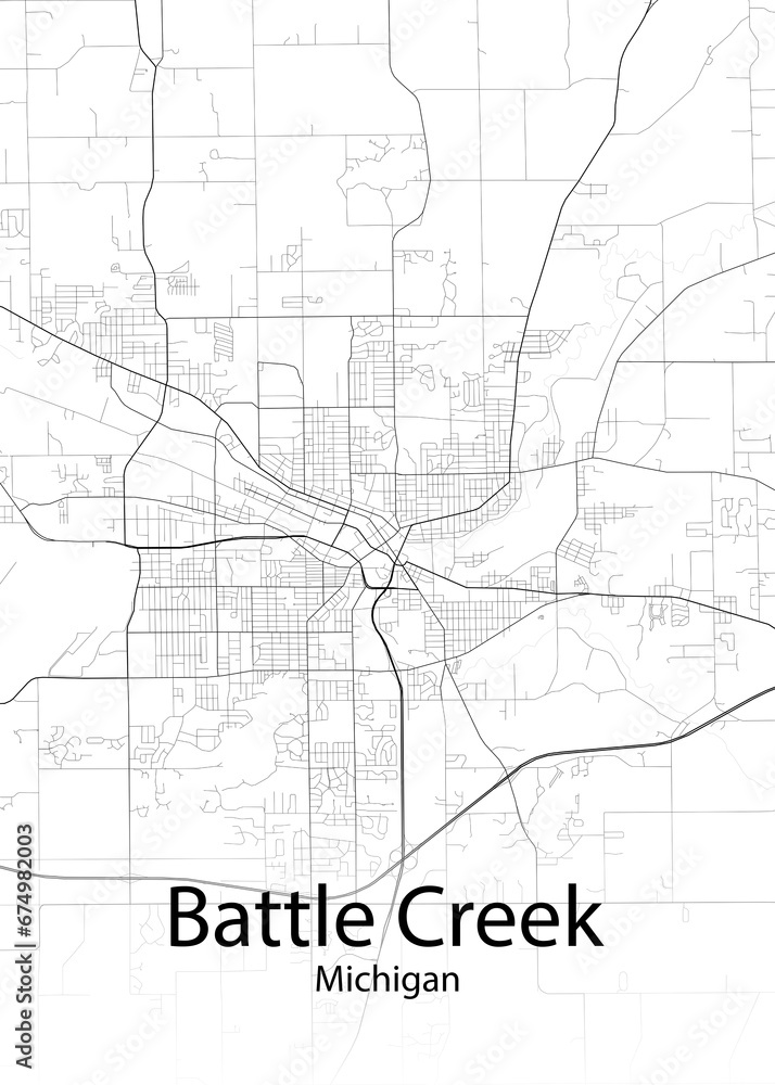 Battle Creek Michigan minimalist map