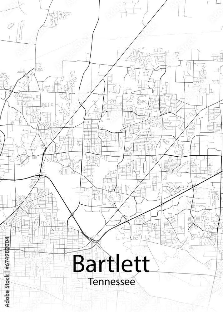 Bartlett Tennessee minimalist map