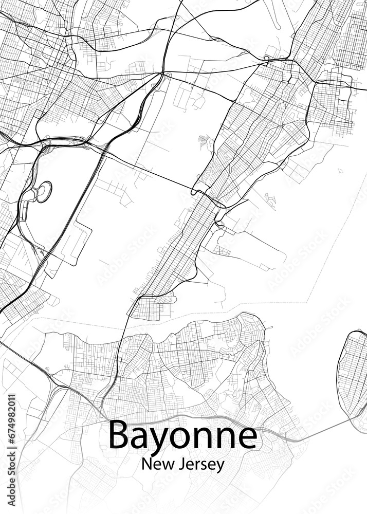 Bayonne New Jersey minimalist map
