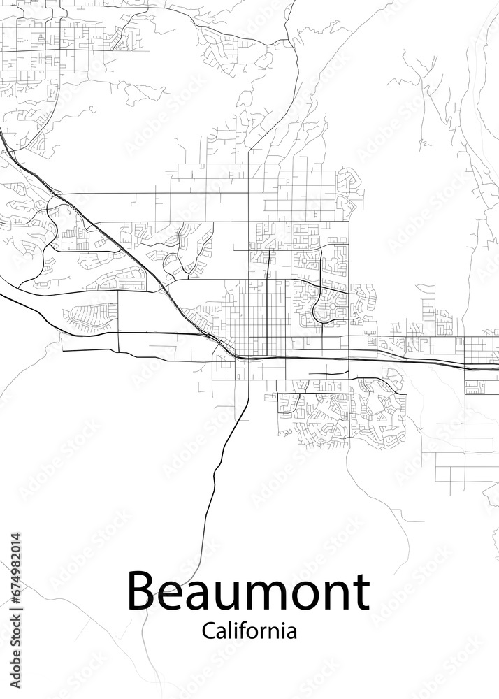 Beaumont California minimalist map