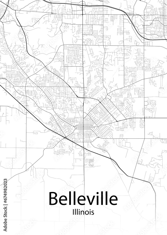 Belleville Illinois minimalist map