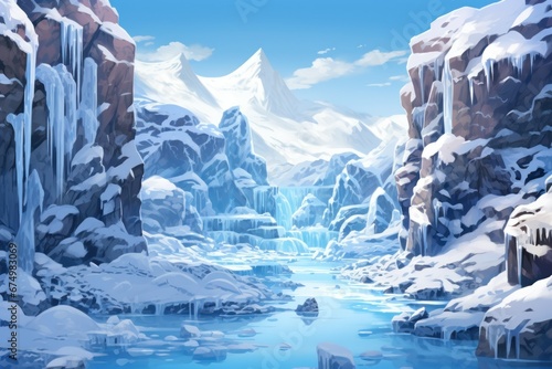 Frozen Waterfalls - Generative AI © Sidewaypics