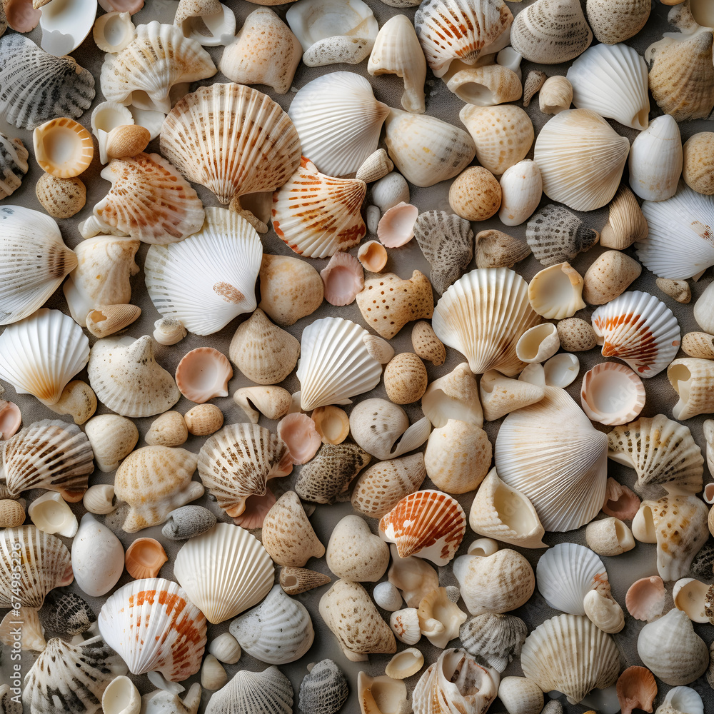 Macro close up of seashells background. Generative ai. 