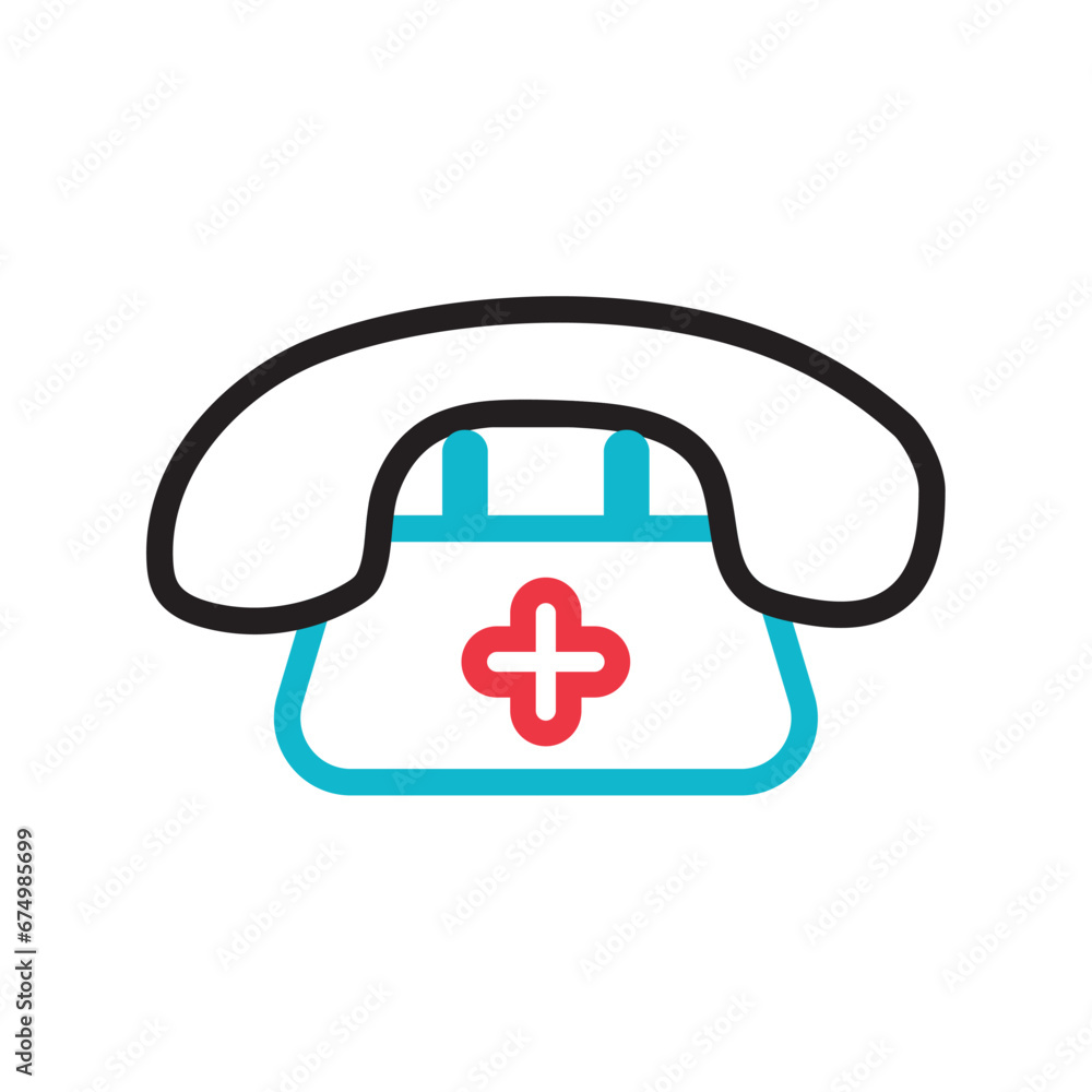 Isolated telephone with a cross symbol Medical icon Vector Isolated telephone with a cross symbol Medical icon Vector