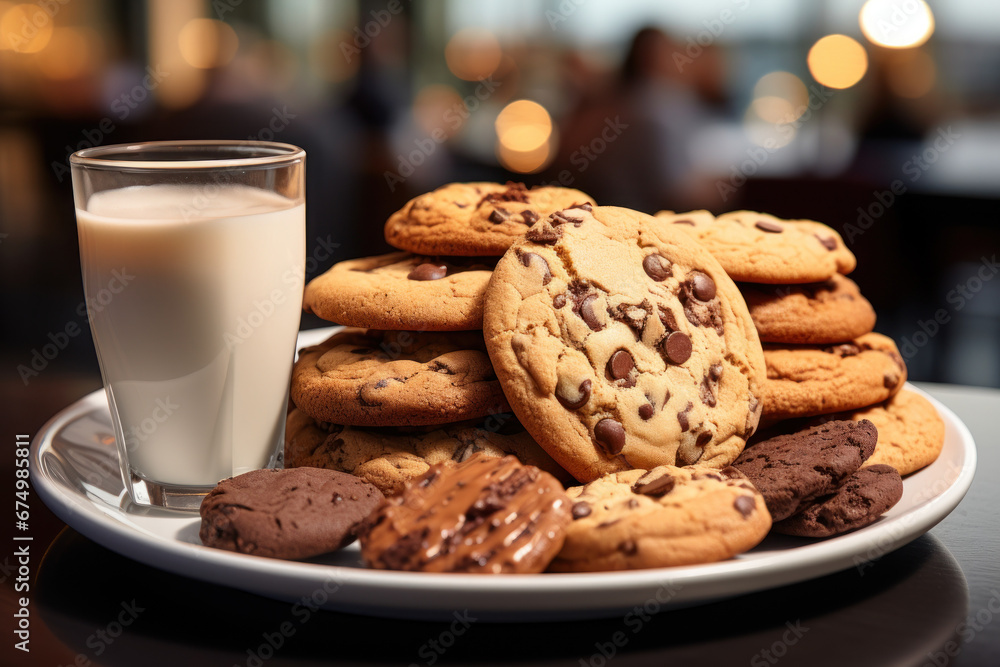 A coffee shop offering a selection of cookies to pair with beverages. Concept of café treats. Generative Ai. A coffee shop offering a selection of cookies to pair with beverages. Concept of café treats. Generative Ai.