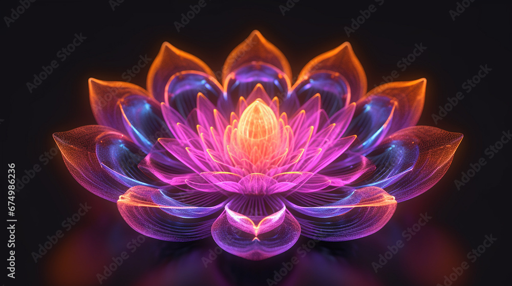 colorful purple lotus flower made of lights and pink light image Ai generated art colorful purple lotus flower made of lights and pink light image Ai generated art