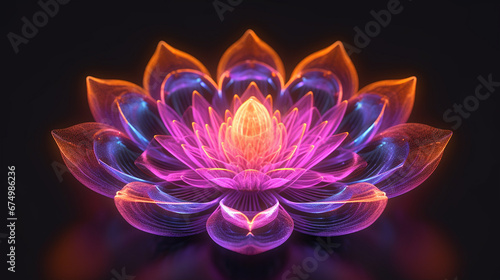 colorful purple lotus flower made of lights and pink light image Ai generated art