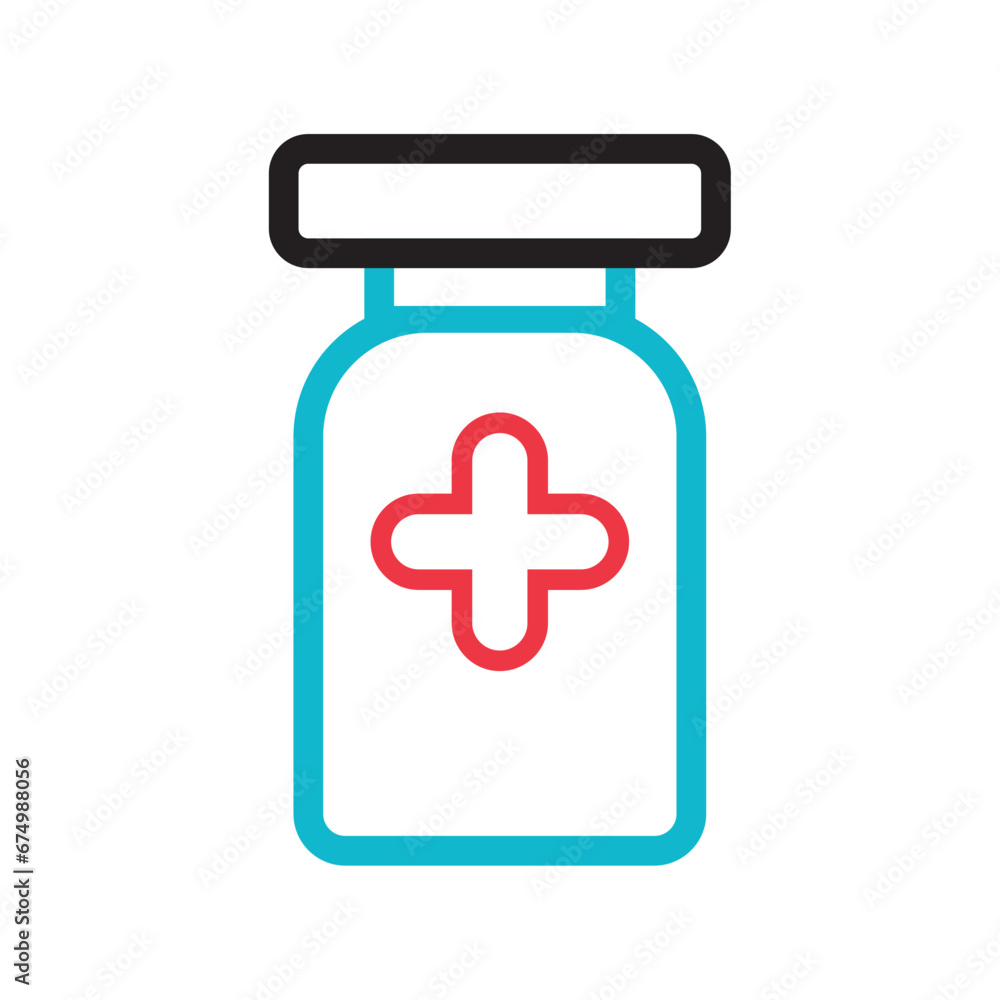 Fototapeta premium Isolated outline of a pill bottle Medical icon Vector