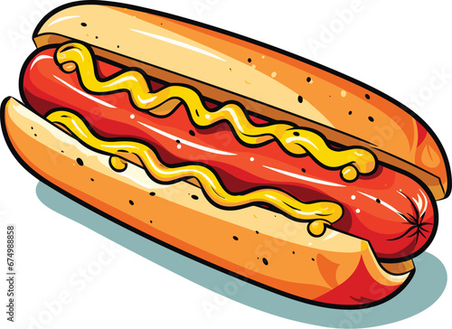 Vector illustration of a hotdog on a white background.
