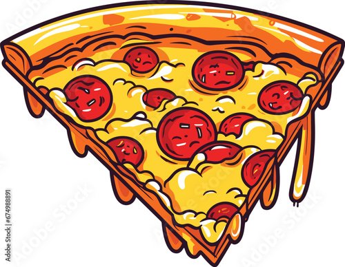 Vector illustration of a pizza slice on a white background.