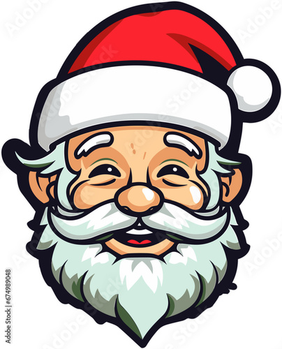 Vector illustration of a joyful Santa Claus with white beard and a red hat on a white background photo