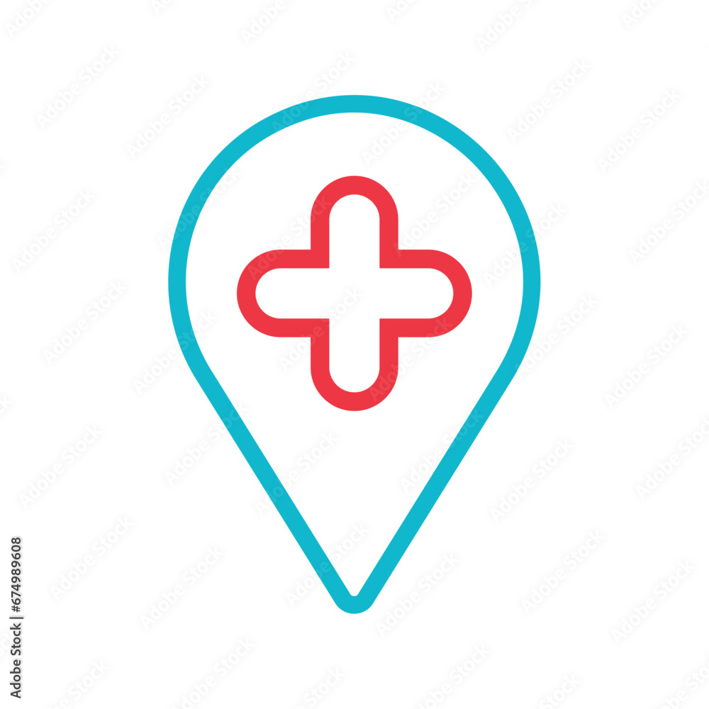 Isolated pin with cross symbol medical icon Vector Isolated pin with cross symbol medical icon Vector