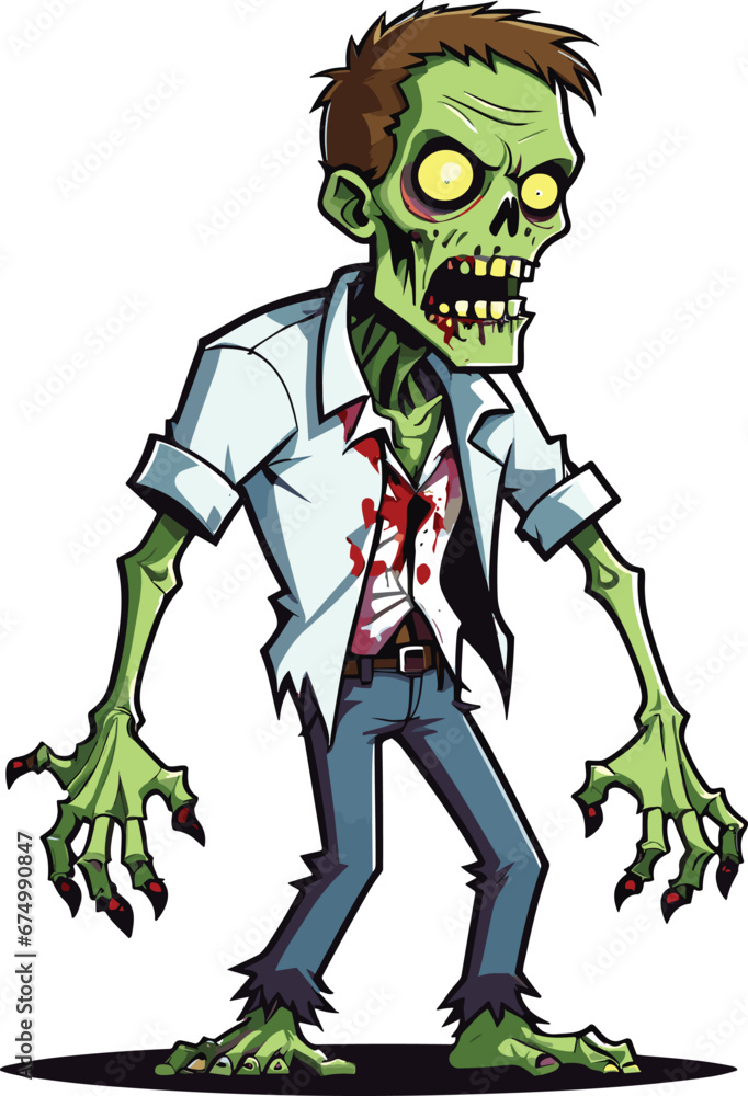 Vector illustration of a male zombie against a white backdrop. Vector illustration of a male zombie against a white backdrop.