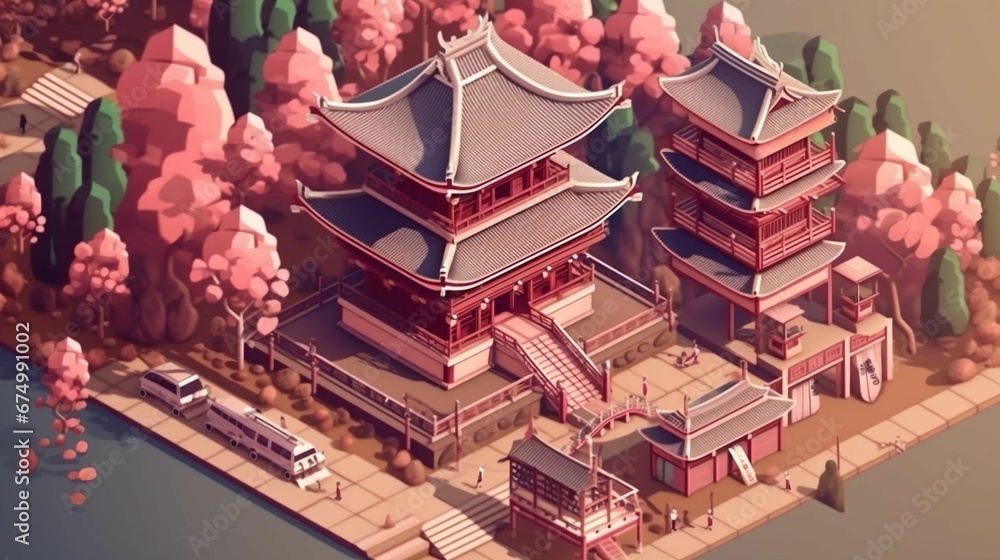 AI Generated Illustration Of A Traditional Japanese House With A Lush ai-generated-illustration-of-a-traditional-japanese-house-with-a-lush