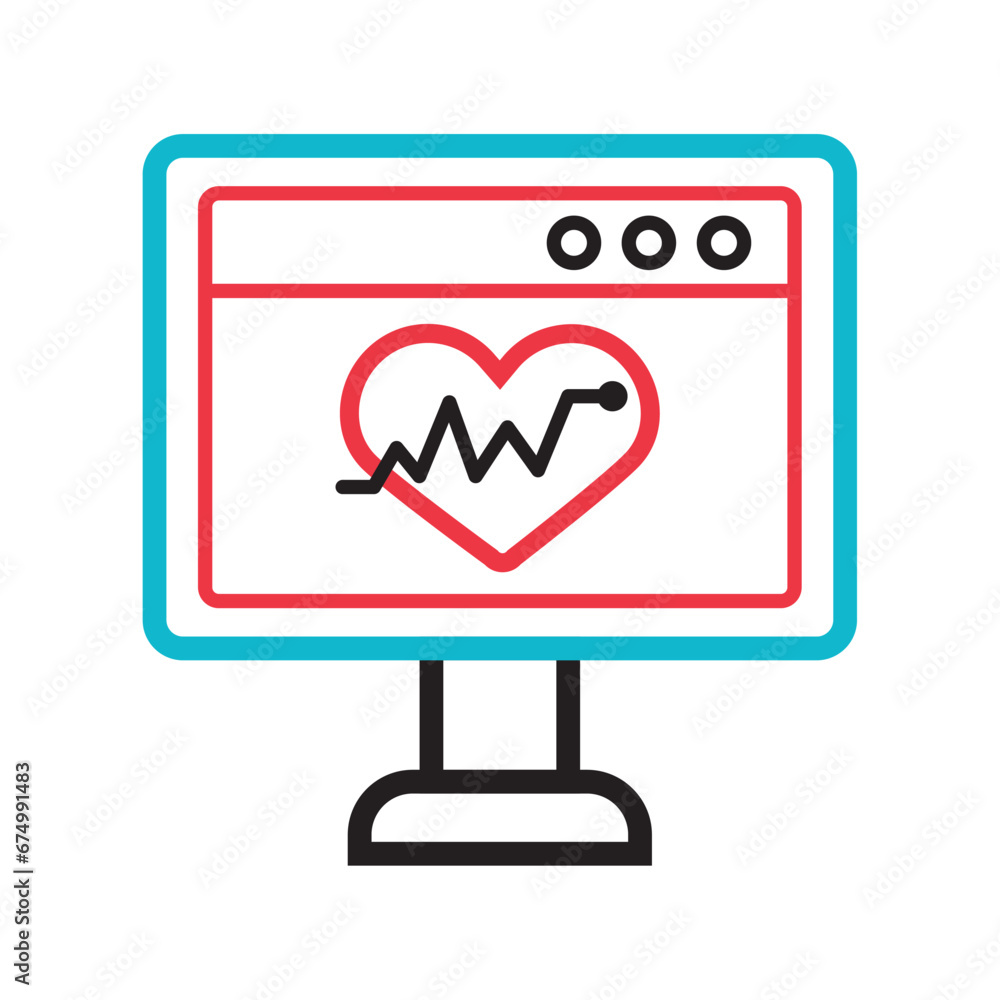 Outline of a screen with medical icons Vector Outline of a screen with medical icons Vector