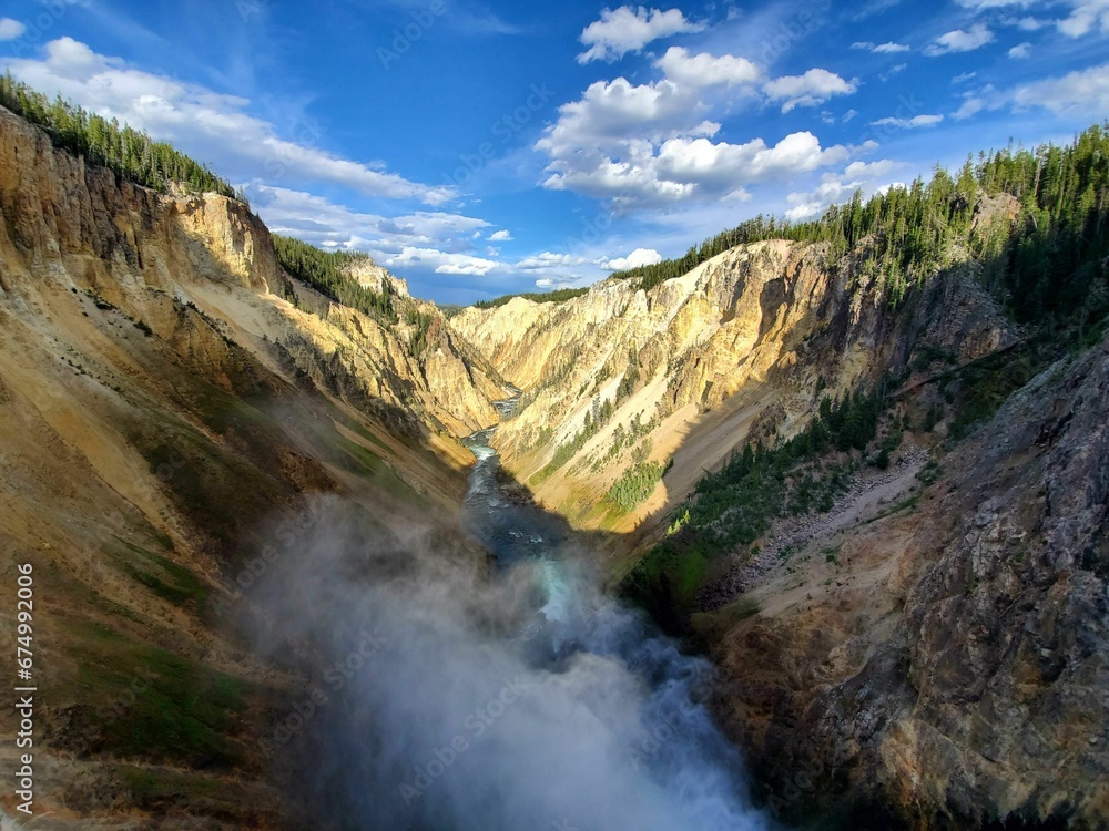 Scenic view of Lookout Point Trail in Yellowstone National Park, Montana, USA
