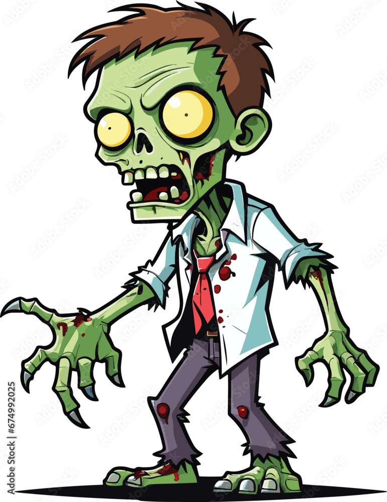 Vector illustration of a male zombie against a white backdrop. Vector illustration of a male zombie against a white backdrop.