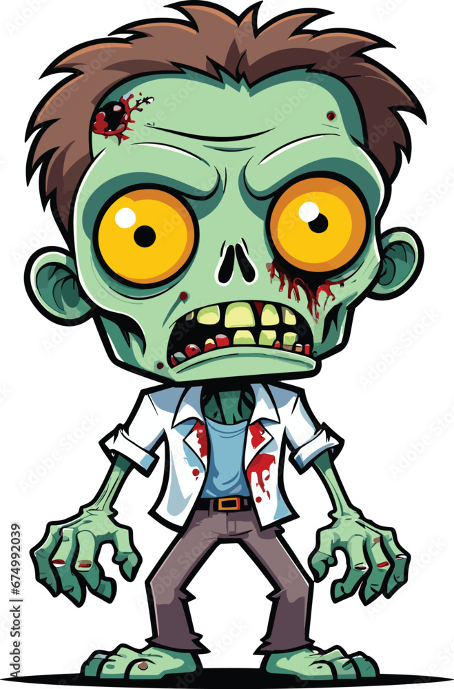 Vector illustration of a male zombie against a white backdrop. Vector illustration of a male zombie against a white backdrop.