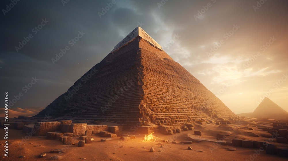 Ancient pyramid hides countless treasures beaut Ai generated art - obrazy, fototapety, plakaty 
