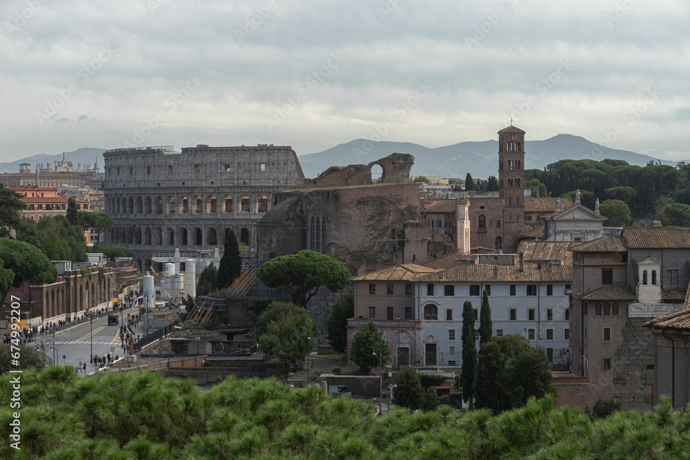 Classic view of the city of Rome, Italy
