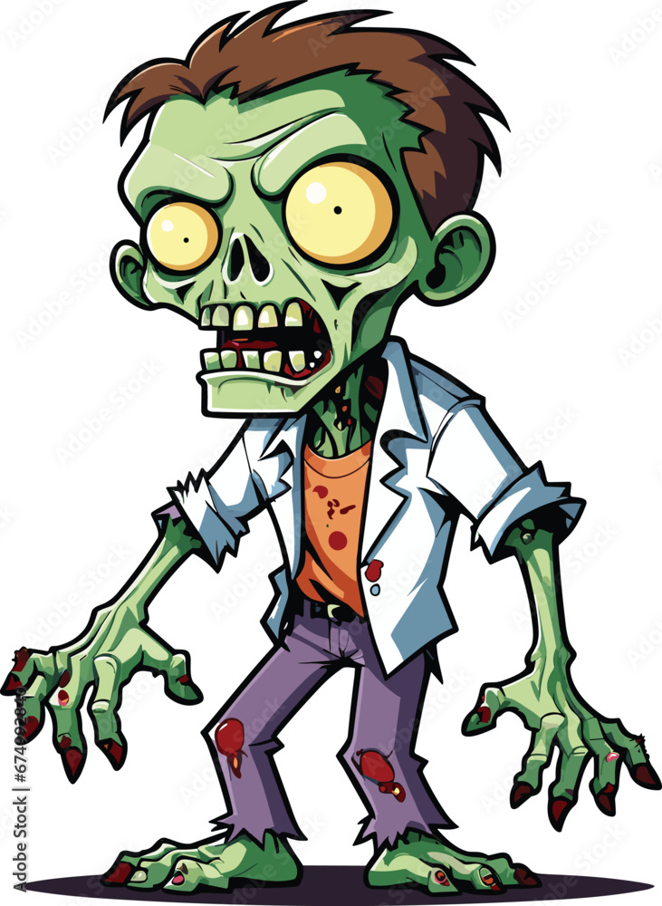 Vector illustration of a male zombie against a white backdrop. Vector illustration of a male zombie against a white backdrop.