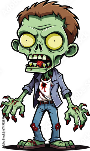 Vector illustration of a male zombie against a white backdrop.