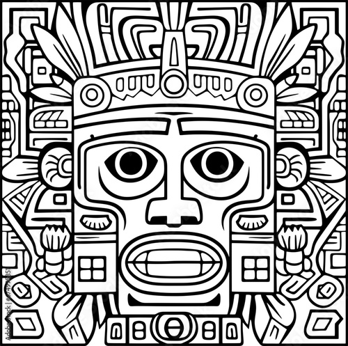 Indigenous tiki mask ornament pattern