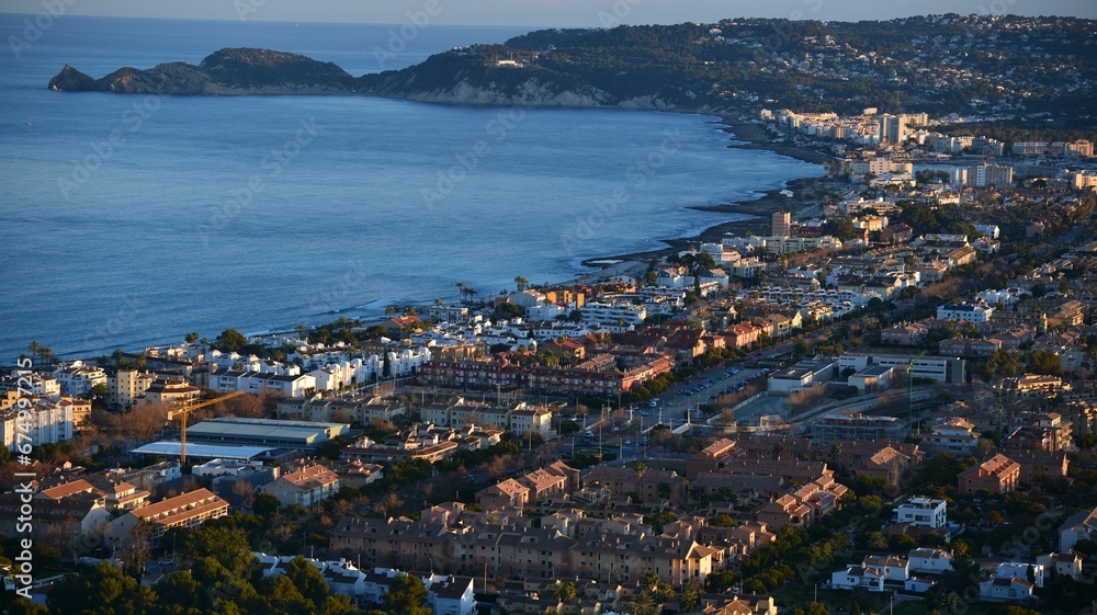 Aerial view of Xabia (Javea), a coastal town in Spain situated along the Costa Blanca coastline