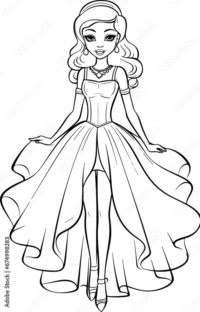 Cute princess outline drawing Cute princess outline drawing
