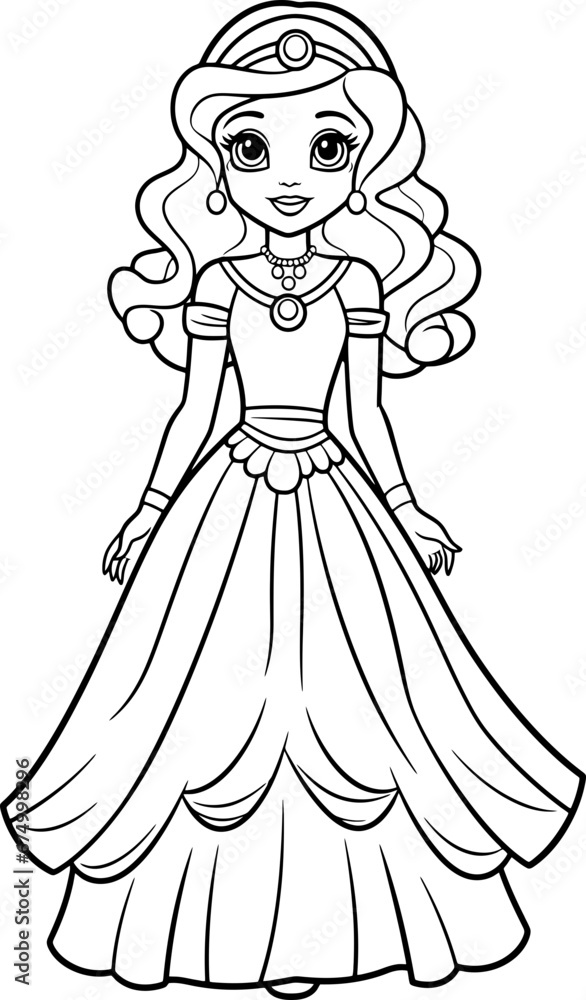Cute princess outline drawing Cute princess outline drawing