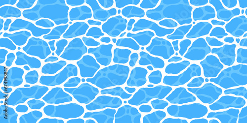 Quiet clear blue water surface seamless pattern illustration. Modern flat cartoon background design of beach or pool with tranquil turquoise ripples. Summer vacation backdrop.