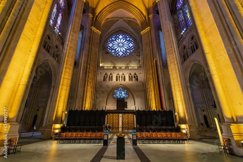 Impressive gothic-style interior of the Cathedral of St. John the Divine in Upper Manhattan  NYC