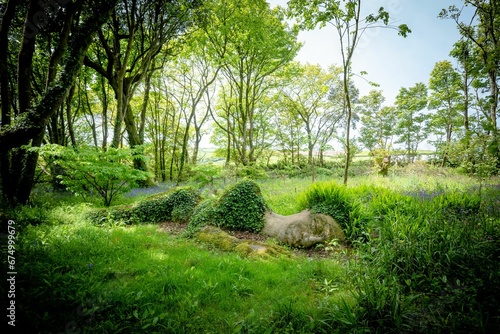 Fotografie Scenic landscape featuring the 'Mud Maid' at the Lost Gardens of Heligan in Corn