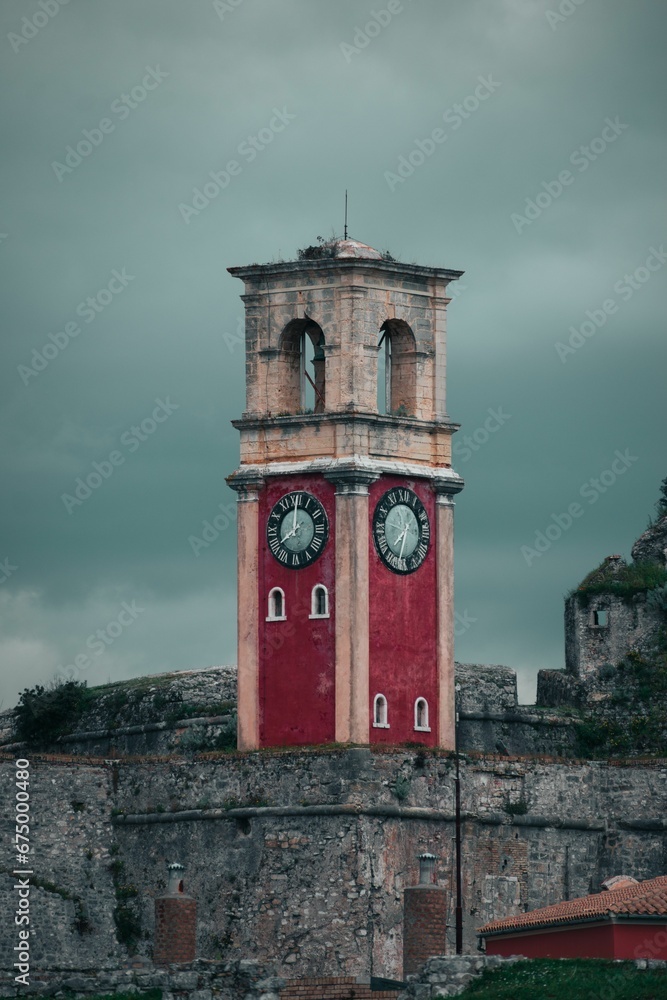 Clock Tower of the Old Fortress of Corfu in Greece