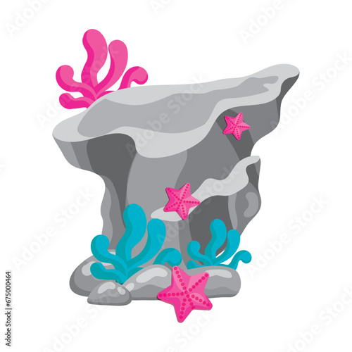 Isolated coral reef Marine life Vector