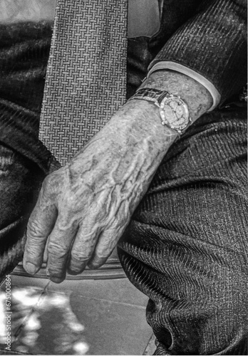Black and white photo of the left hand of Australian ex Prime Minister, John Howard, 2022 © Wirestock