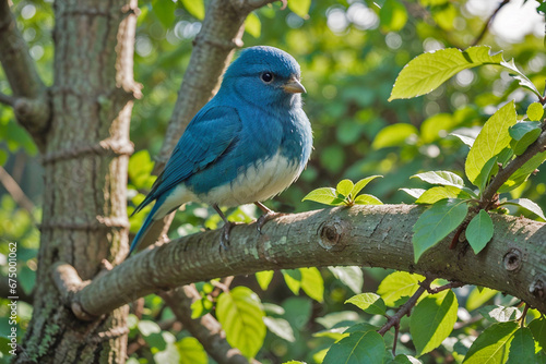 a bluebird sits on a tree branch
