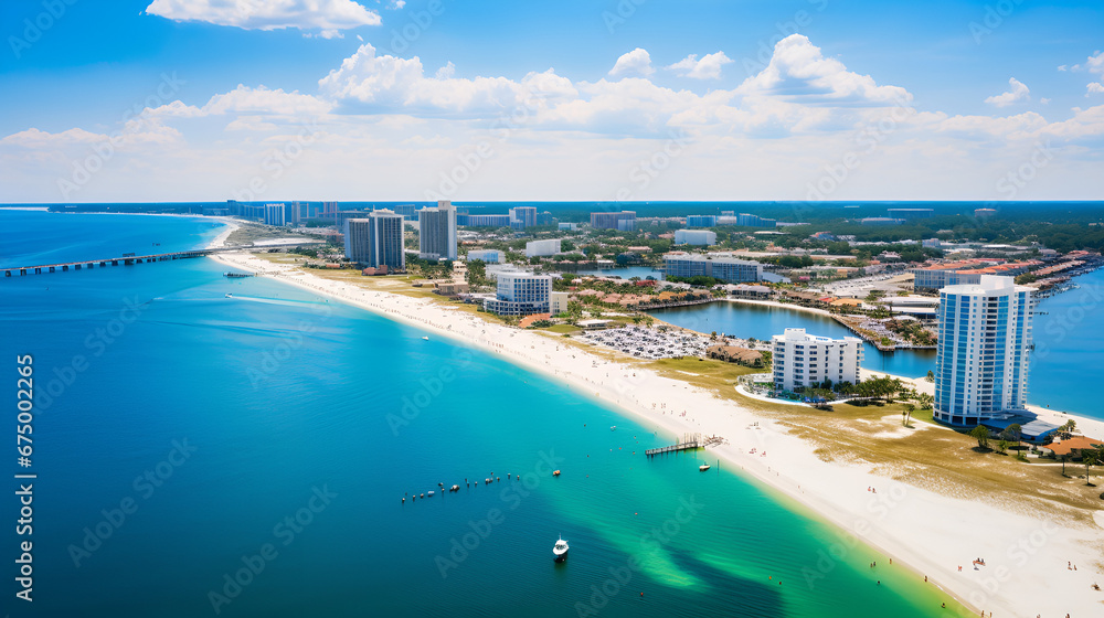Scenic Beachfront with Buildings Overlooking the Water Scenic Beachfront with Buildings Overlooking the Water