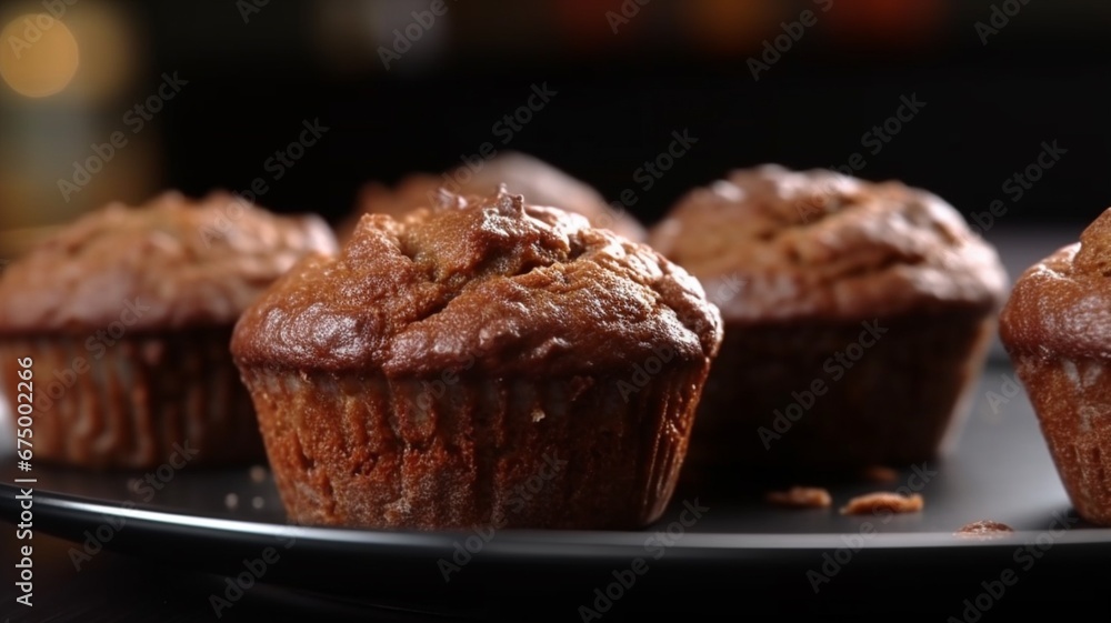 Banana wholemeal muffin on a plate, wheat flour AI Generated pictures Clipart Banana wholemeal muffin on a plate, wheat flour AI Generated pictures Clipart
