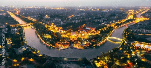 Dashuiwan Park, Yangzhou City, China, Beijing-Hangzhou Grand Canal and the city photo