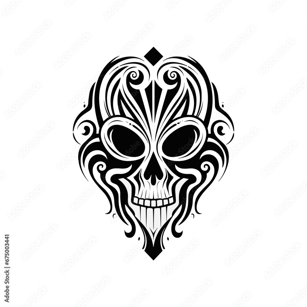 Minimalist abstract skull with ornament. Minimalist abstract skull with ornament.