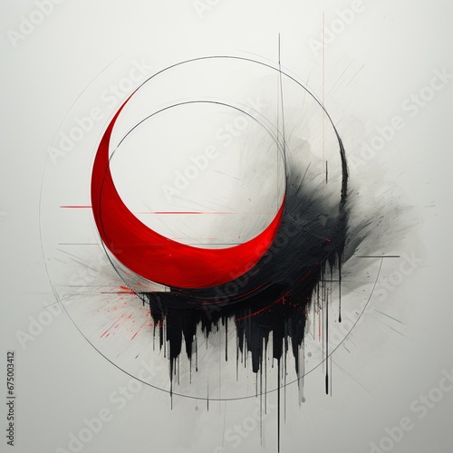 Beautiful abstract art of a red circle on graz background Ai generated art