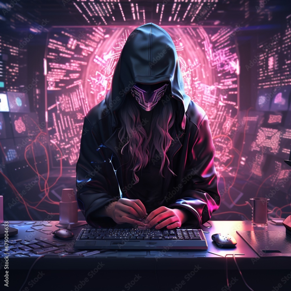 Crypto hacker cyberpunk beautiful image Ai generated art Crypto hacker cyberpunk beautiful image Ai generated art