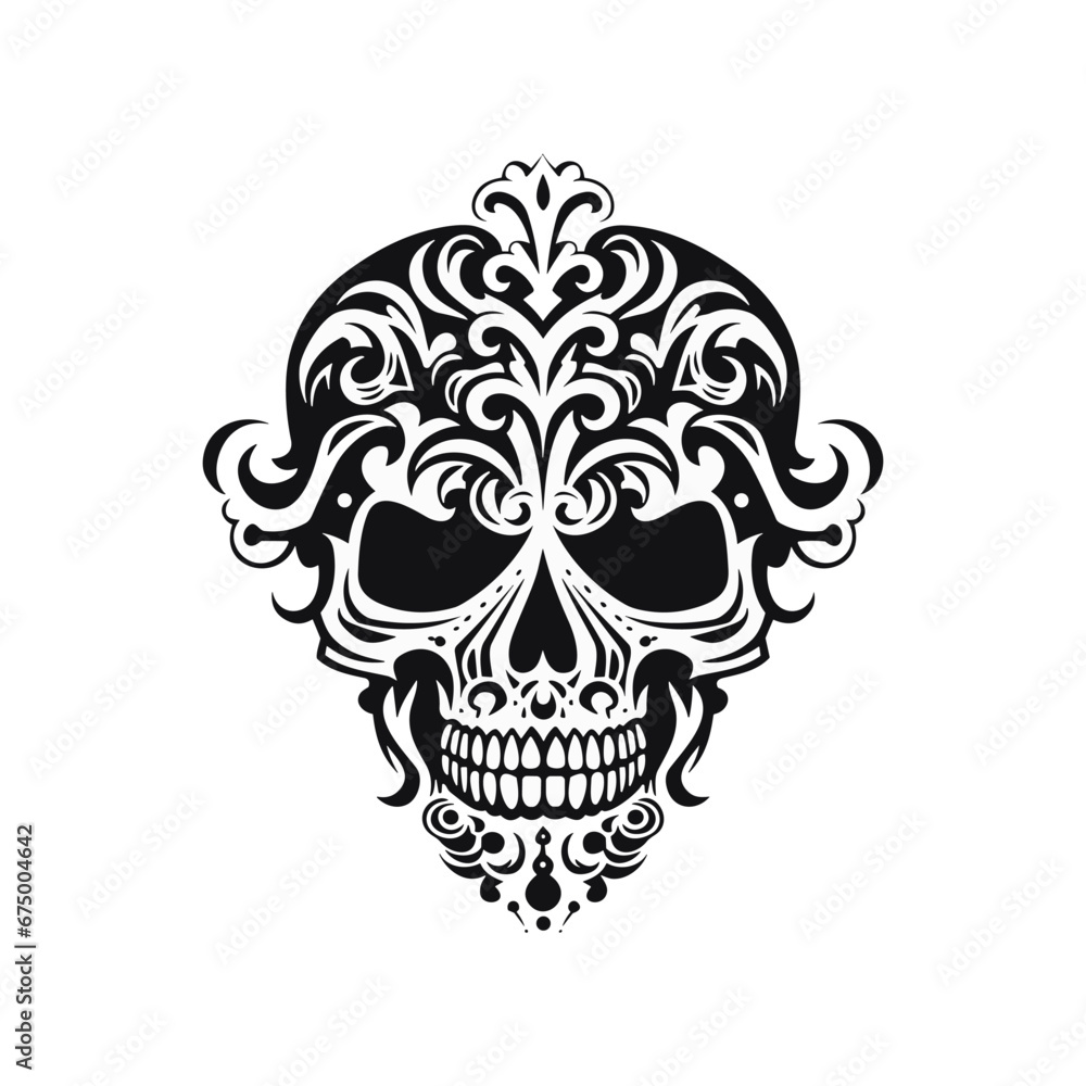 Minimalist abstract skull with ornament. Minimalist abstract skull with ornament.