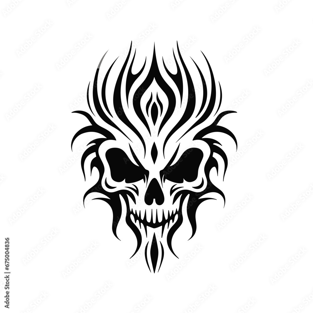Minimalist abstract skull with ornament.