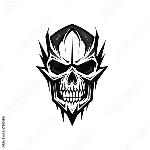 Minimalist abstract skull with ornament.