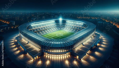 Football soccer stadium at night. Architecture of arena team city game competition sport field. photo