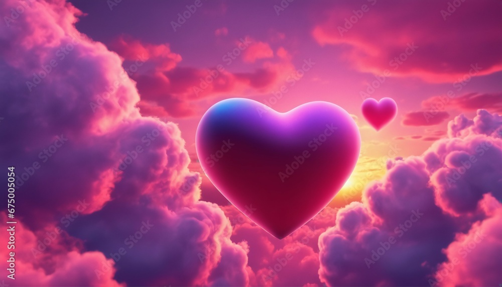 Colorful Valentine’s Day heart in the clouds - Beautiful abstract background
