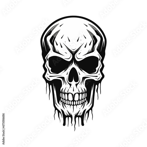 Minimalist abstract skull with ornament.