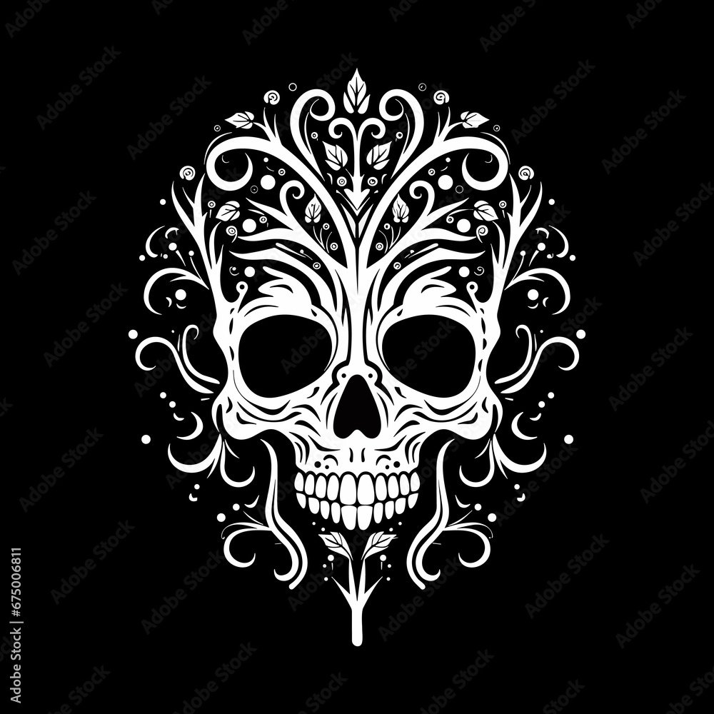 Minimalist abstract skull with ornament. Minimalist abstract skull with ornament.
